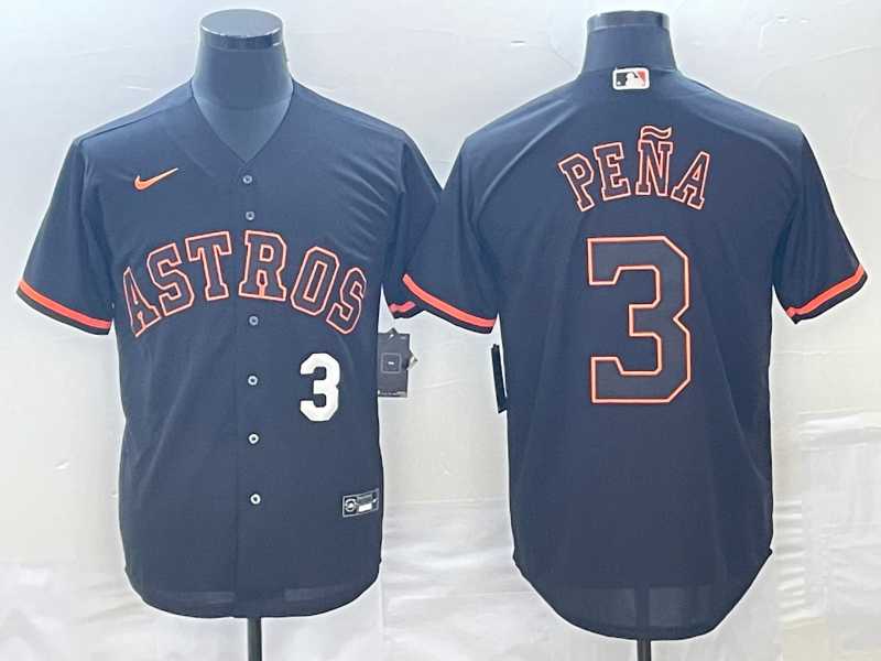 Men%27s Houston Astros #3 Jeremy Pena Number Lights Out Black Fashion Stitched MLB Cool Base Nike Jerseys->houston astros->MLB Jersey